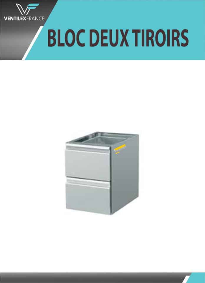bloc deux tiroirs inox
