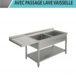 PLONGE 2 BACS ÉGOUTTOIR GAUCHE AVEC PASSAGE LAVE VAISSELLE